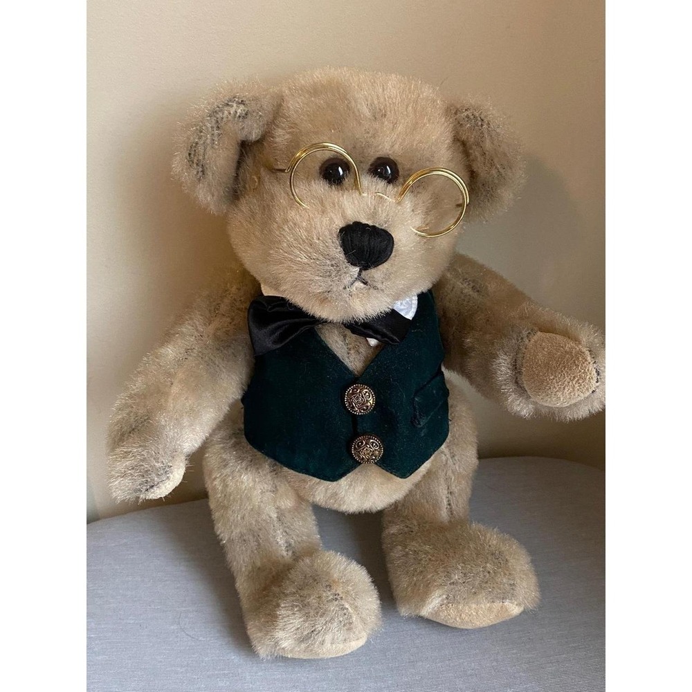 Dan Dee Collectors Choice Teddy Bear 9" Toy With Vest Tie Glasses Plush Toy s1